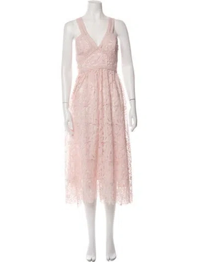 Pre-owned ml Monique Lhuillier Lace Pattern Midi Length Dress In Pink