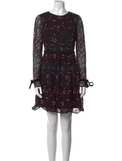Pre-owned ml Monique Lhuillier Lace Pattern Mini Dress In Black