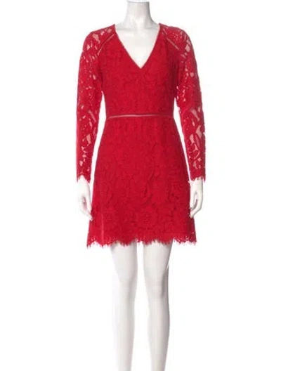 Pre-owned ml Monique Lhuillier Lace Pattern Mini Dress In Pink