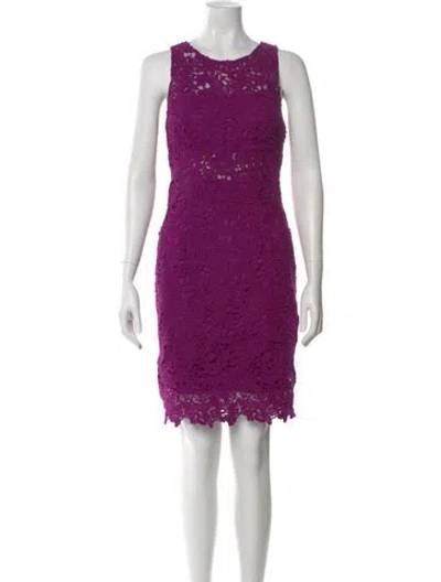 Pre-owned ml Monique Lhuillier Lace Pattern Mini Dress In Purple