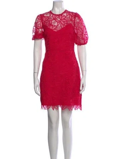Pre-owned ml Monique Lhuillier Lace Pattern Mini Dress W/ Tags In Red