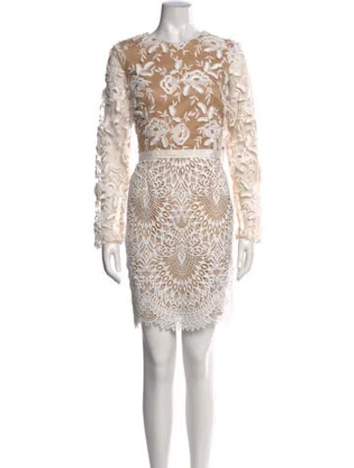 Pre-owned ml Monique Lhuillier Lace Pattern Mini Dress W/ Tags In White