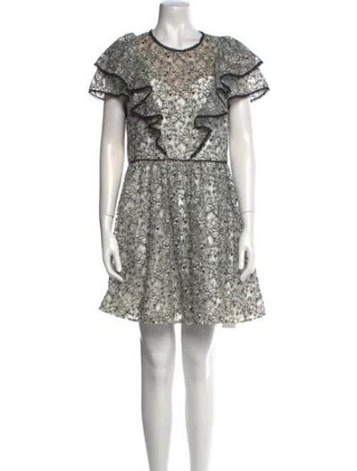 Pre-owned ml Monique Lhuillier Lace Pattern Mini Dress W/ Tags In White