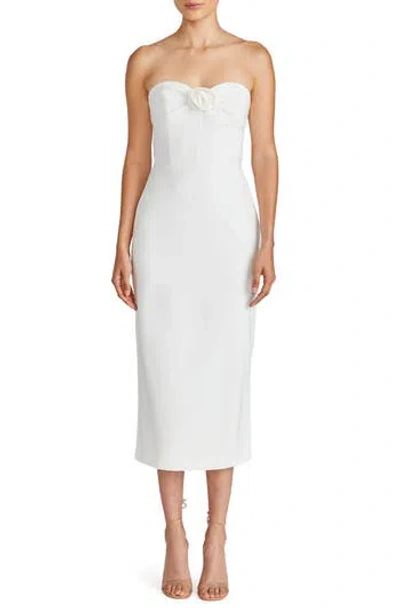 ml Monique Lhuillier Leonor Strapless Crepe Midi Dress In Ivory