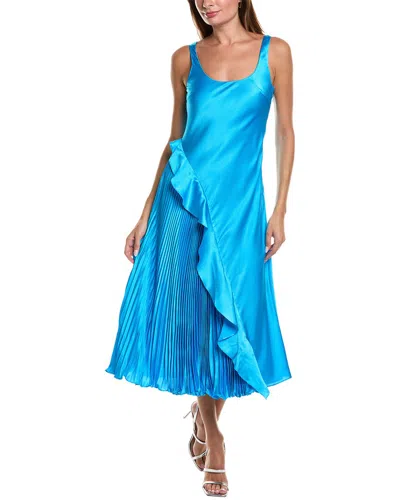 ml Monique Lhuillier Liv Satin Midi Dress In Blue