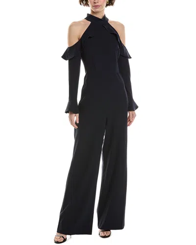 ml Monique Lhuillier Long Sleeve Crepe Jumpsuit In Black