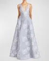 ML MONIQUE LHUILLIER MADELINE FLORAL JACQUARD GOWN