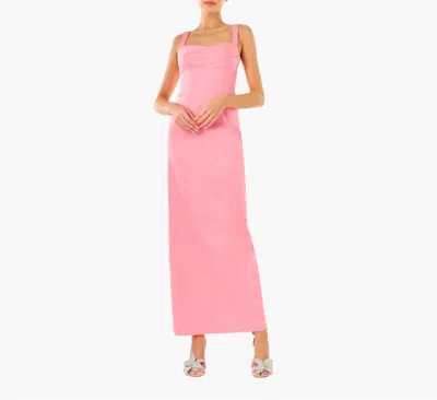 ml Monique Lhuillier Marina Faille Column Maxi Dress In Petal Pink