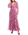 ml Monique Lhuillier Melanie Pleated Floral-print Chiffon Gown In Pink