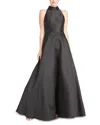 ml Monique Lhuillier Halter Satin Ball Gown In Black