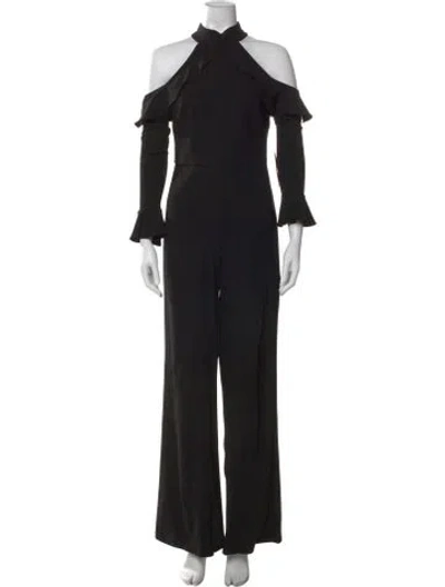Pre-owned ml Monique Lhuillier Mock Neck Jumpsuit In Black