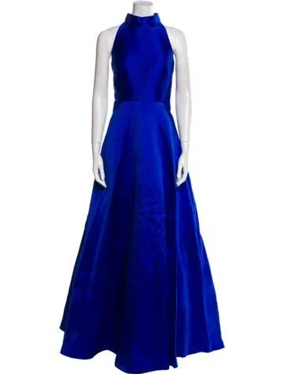 Pre-owned ml Monique Lhuillier Mock Neck Long Dress W/ Tags In Blue