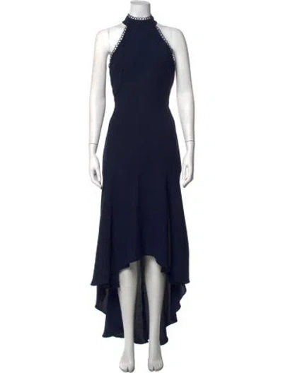 Pre-owned ml Monique Lhuillier Mock Neck Long Dress W/ Tags In Blue