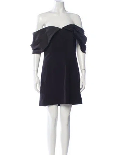 Pre-owned ml Monique Lhuillier Off-the-shoulder Mini Dress In Black