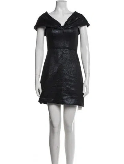 Pre-owned ml Monique Lhuillier Off-the-shoulder Mini Dress In Blue
