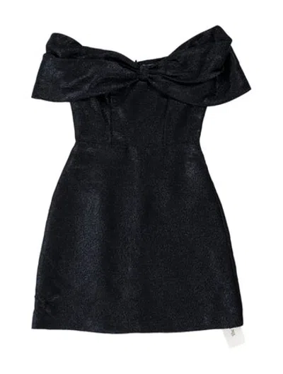 Pre-owned ml Monique Lhuillier Off-the-shoulder Mini Dress In Blue