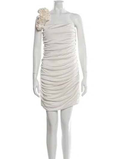 Pre-owned ml Monique Lhuillier One-shoulder Mini Dress In Neutral