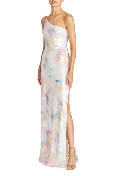 ml Monique Lhuillier Paige One-shoulder Sequin Gown In Golden Sky