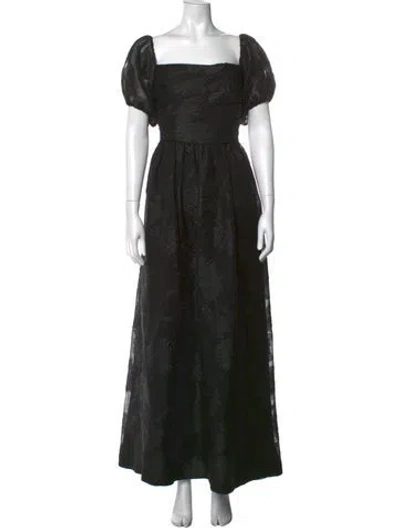 Pre-owned ml Monique Lhuillier Patterned Long Dress In Black