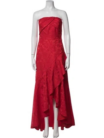 Pre-owned ml Monique Lhuillier Patterned Long Dress In Red