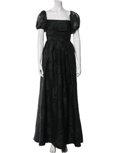 Pre-owned ml Monique Lhuillier Patterned Long Dress W/ Tags In Black