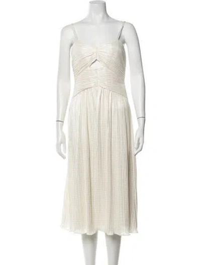 Pre-owned ml Monique Lhuillier Patterned Midi Length Dress W/ Tags In Yellow