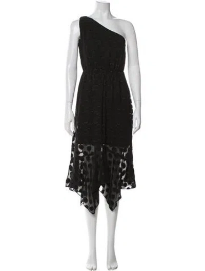 Pre-owned ml Monique Lhuillier Polka Dot Print Long Dress In Black