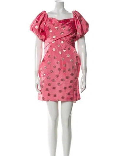 Pre-owned ml Monique Lhuillier Polka Dot Print Mini Dress In Pink