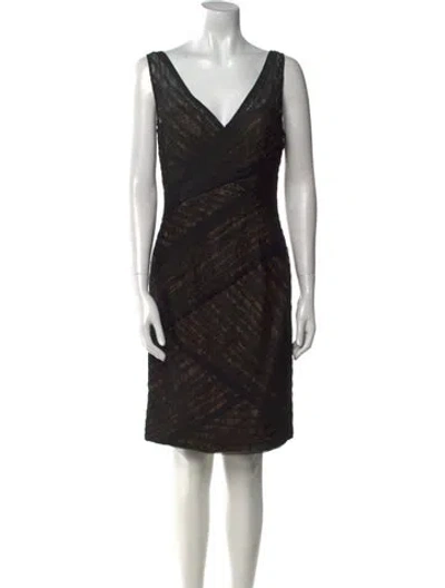 Pre-owned ml Monique Lhuillier Printed Knee-length Dress In Black