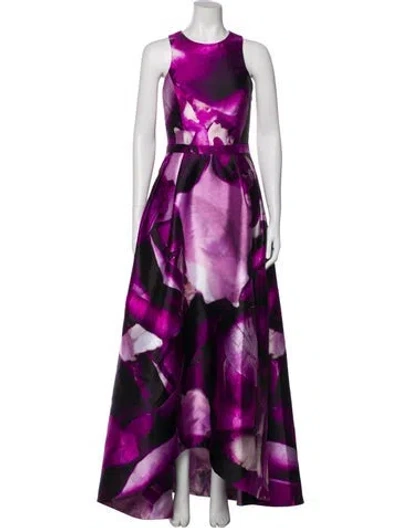 Pre-owned ml Monique Lhuillier Printed Long Dress In Purple