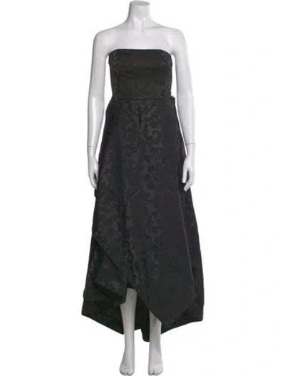 Pre-owned ml Monique Lhuillier Printed Midi Length Dress In Black