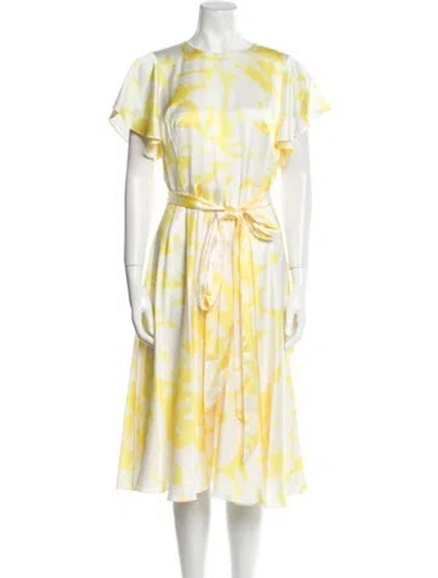 Pre-owned ml Monique Lhuillier Printed Midi Length Dress W/ Tags In Multi