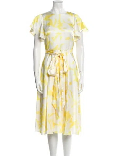 Pre-owned ml Monique Lhuillier Printed Midi Length Dress W/ Tags In Multi