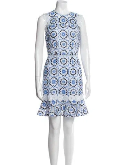 Pre-owned ml Monique Lhuillier Printed Mini Dress In Multi