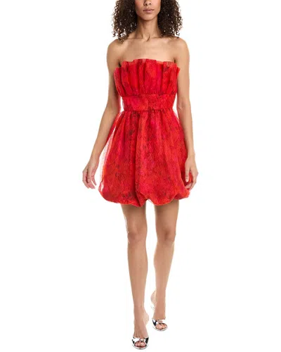 ml Monique Lhuillier Rory Strapless Ruffle Organza Mini Dress In Red