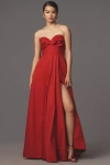 ml Monique Lhuillier Sabine Strapless Gown In Red