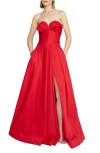 ml Monique Lhuillier Sabine Strapless Gown In Ruby