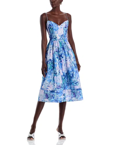 ml Monique Lhuillier Sage Jacquard Midi Dress In Iris Lakes