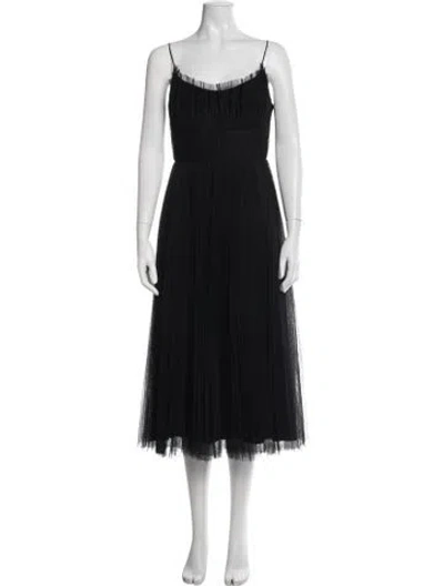 Pre-owned ml Monique Lhuillier Scoop Neck Midi Length Dress In Black