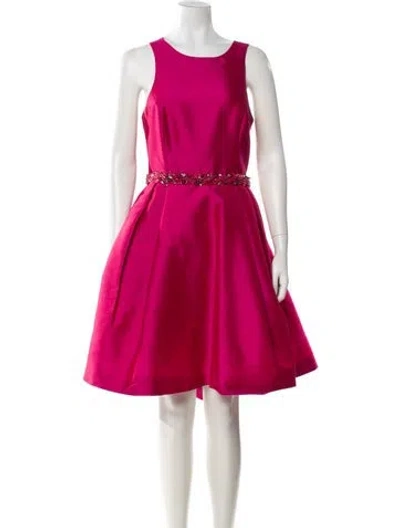 Pre-owned ml Monique Lhuillier Scoop Neck Mini Dress In Pink