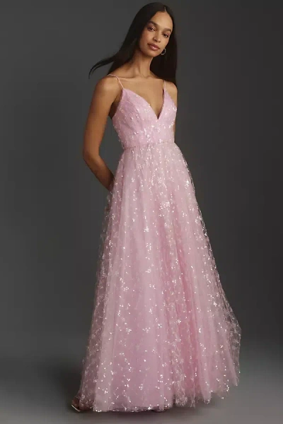 ml Monique Lhuillier Sequin Lace Maxi Dress In Purple | ModeSens