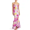ml Monique Lhuillier Seraphine Satin Maxi Dress In Blooming Peonies