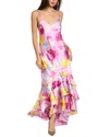 ml Monique Lhuillier Seraphine Satin Maxi Dress In Pink