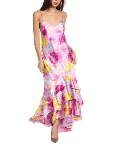 ml Monique Lhuillier Seraphine Satin Maxi Dress In Blooming Peonies
