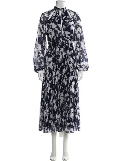 Pre-owned ml Monique Lhuillier Silk Midi Length Dress In Blue