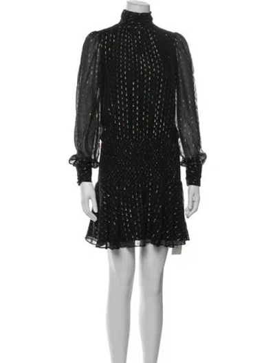 Pre-owned ml Monique Lhuillier Silk Mini Dress In Black/metallic