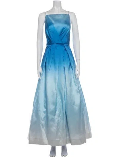 Pre-owned ml Monique Lhuillier Square Neckline Long Dress In Blue