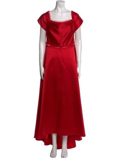 Pre-owned ml Monique Lhuillier Square Neckline Long Dress In Red