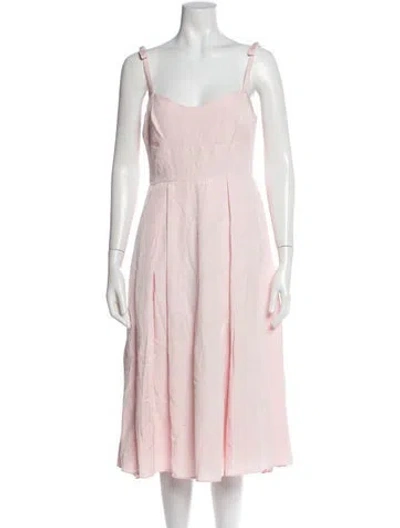 Pre-owned ml Monique Lhuillier Square Neckline Midi Length Dress W/ Tags In Pink