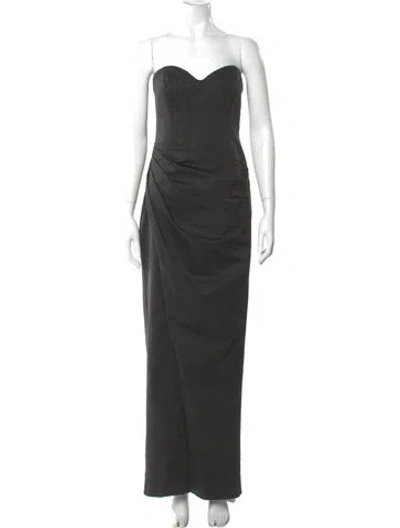 Pre-owned ml Monique Lhuillier Strapless Long Dress In Gray